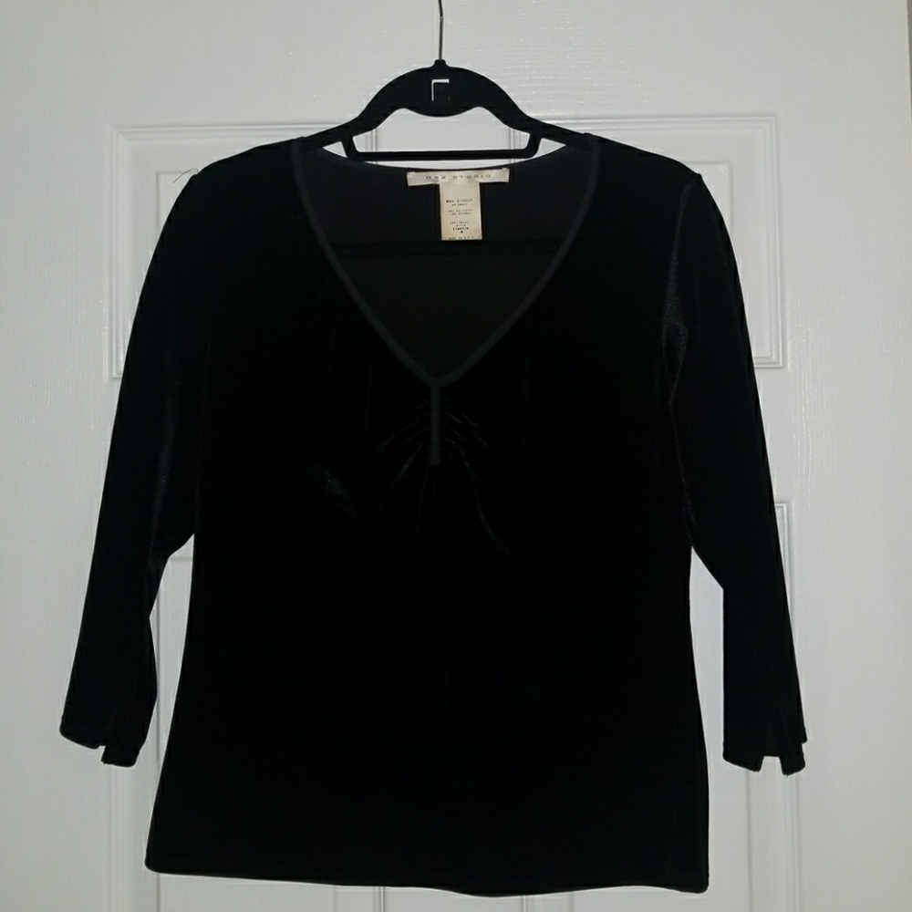 Black velvet v- neck top